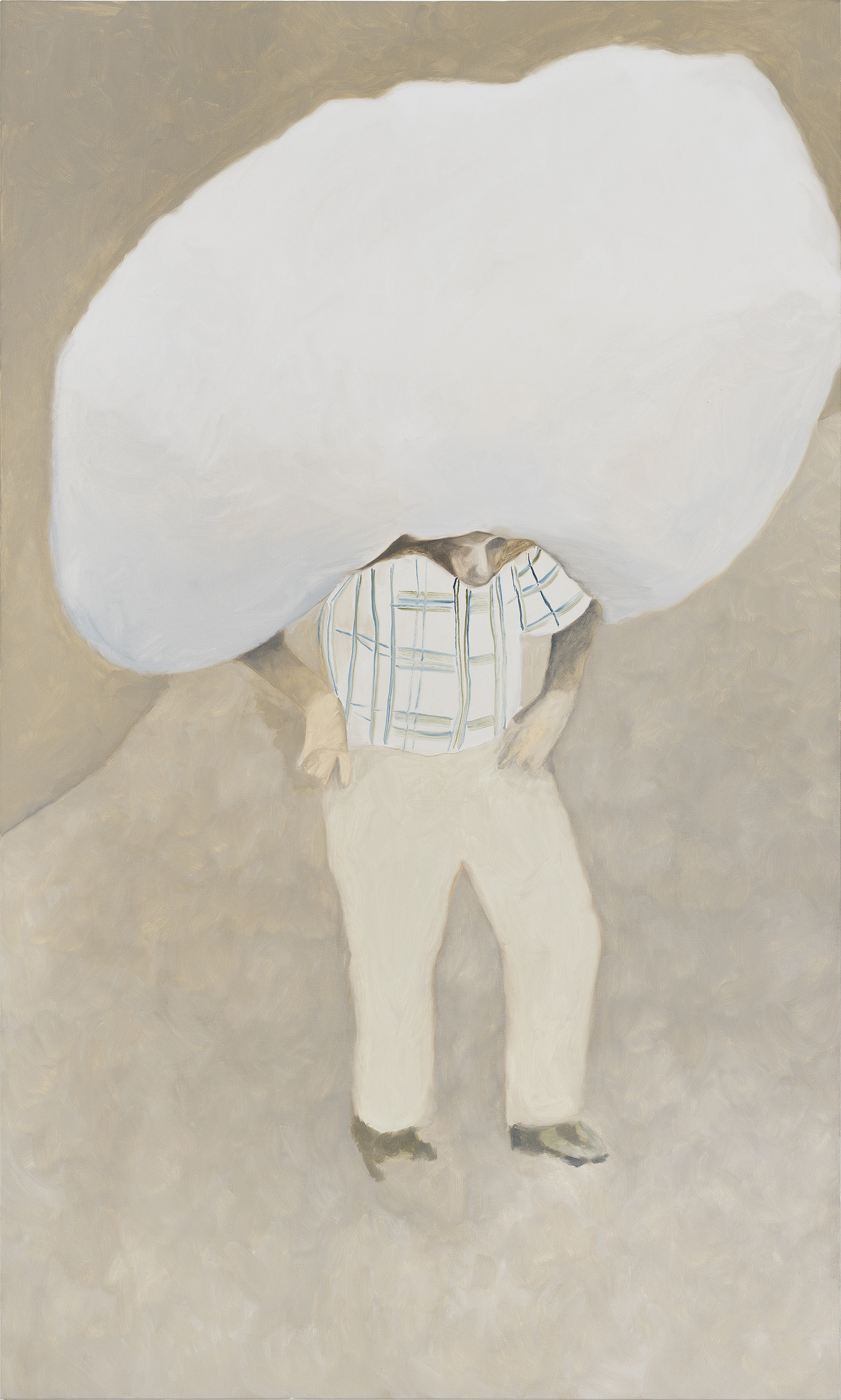 Sébastien Bonin, Le porteur de foin, 2025, oil on canvas, 175 x 105 cm