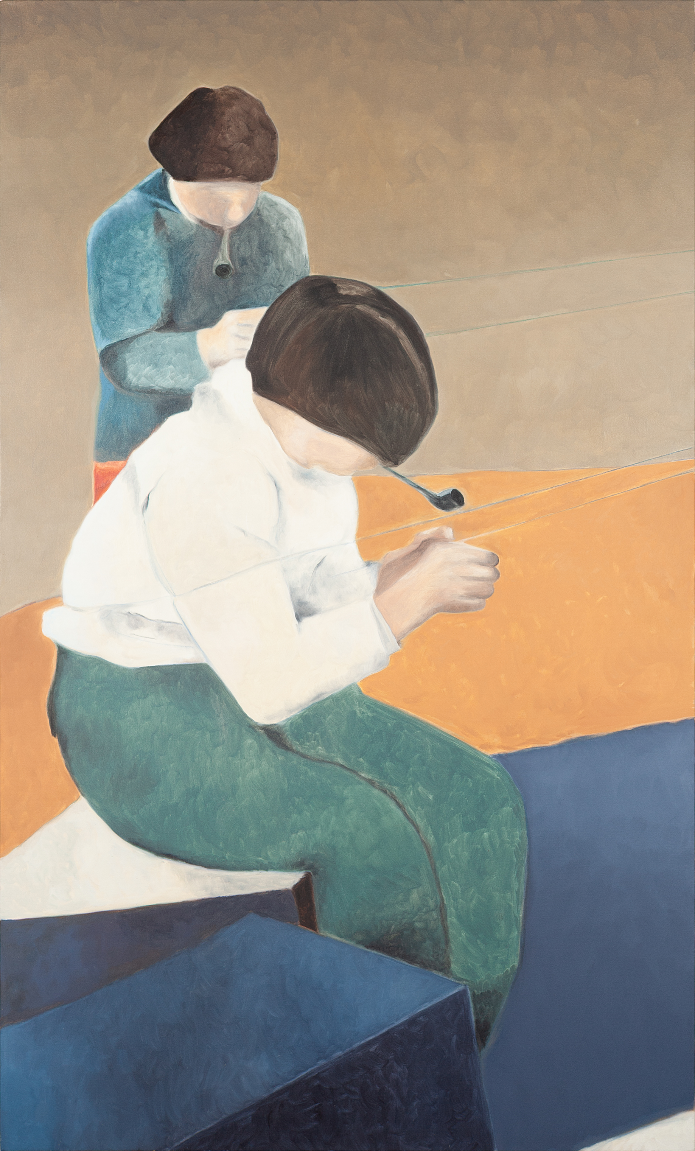 Sébastien Bonin, Les femmes aux fils, 2026, oil on canvas, 175 x 105 cm